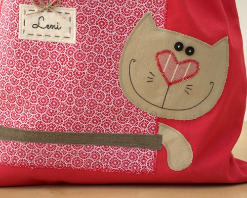 worek do przedszkola z kotkiem i imieniem