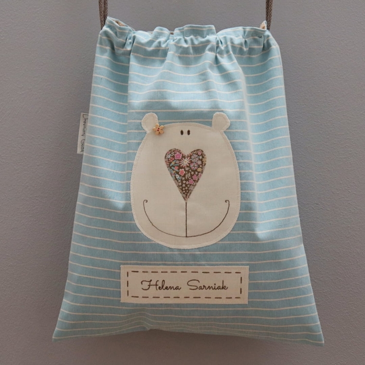 personalizowany worek do przedszkola z misiem