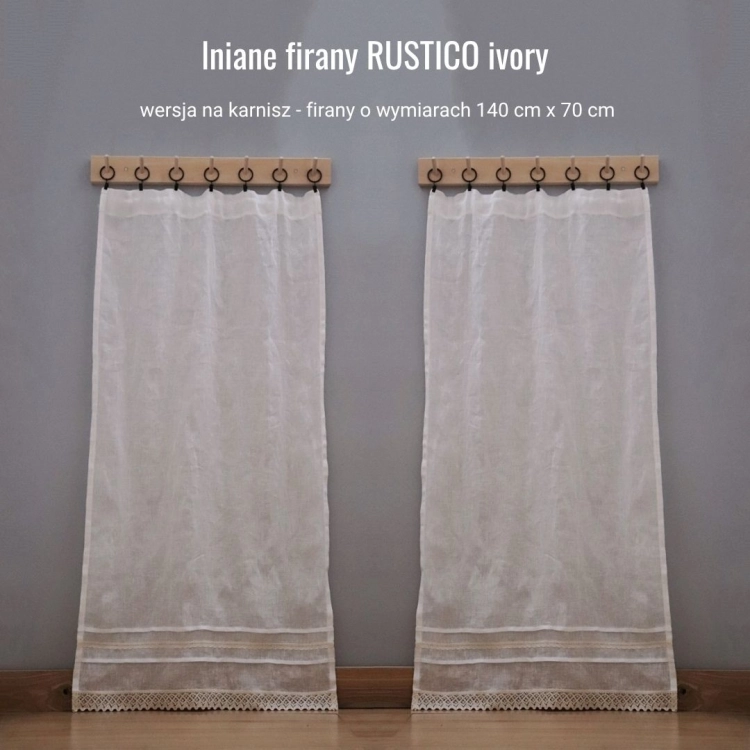 lniane firany RUSTICO ivory – długa wersja na karnisz