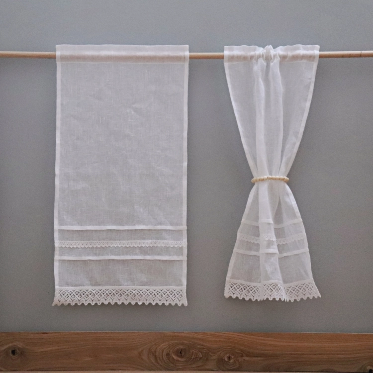 firana RUSTICO - zestaw zazdrostek z upięciem z korali